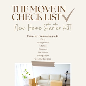 Move-In Essentials Checklist | First Home Setup Printable | Room-by-Room New Home Must-Haves | First Apartment