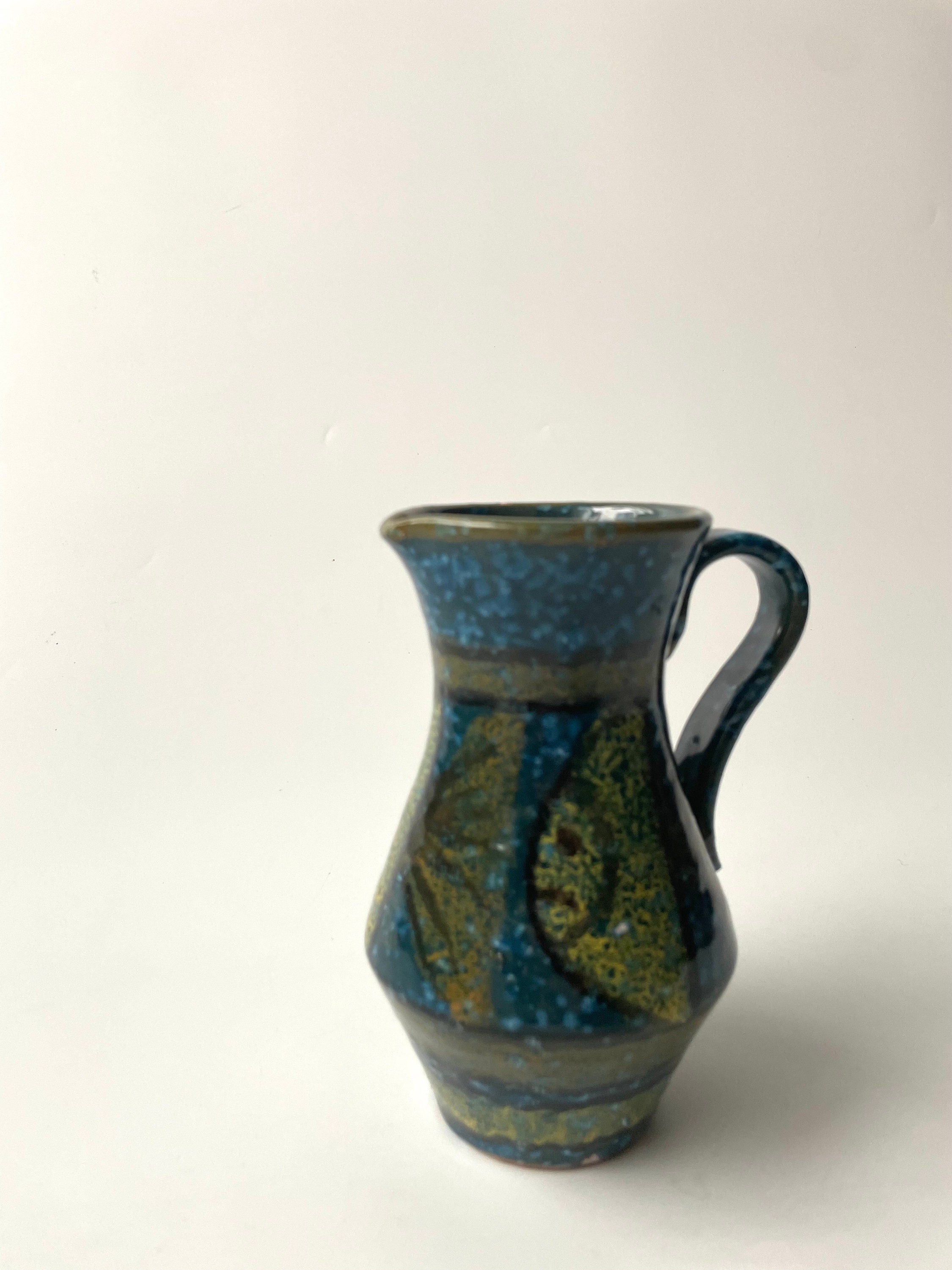 Vintage MCM Italian Jug Vase Pitcher Ewer Pottery Fish - Etsy