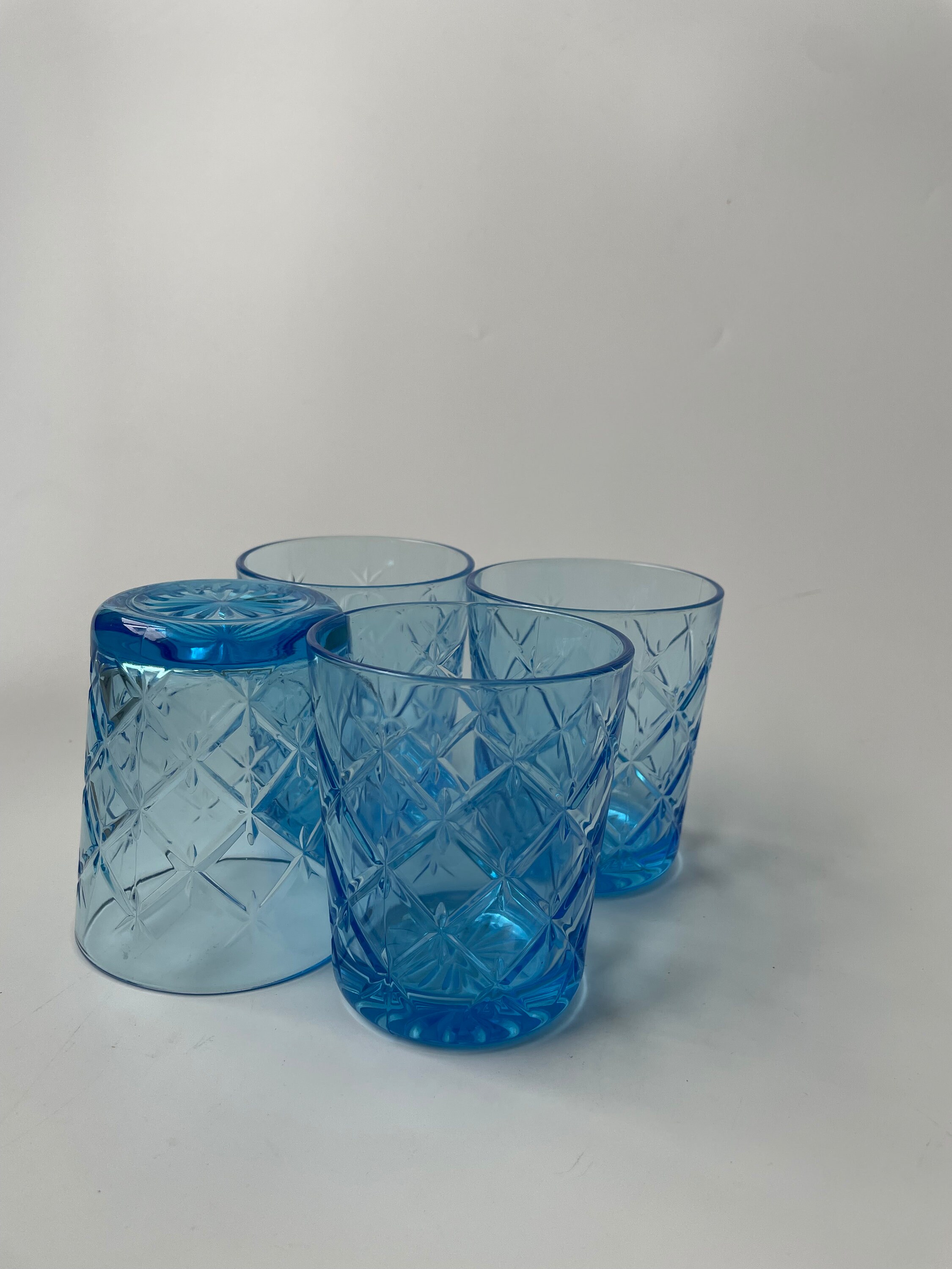 Vintage IKEA Beachy Mid Century Modern Whiskey Rocks Glasses Set of 4