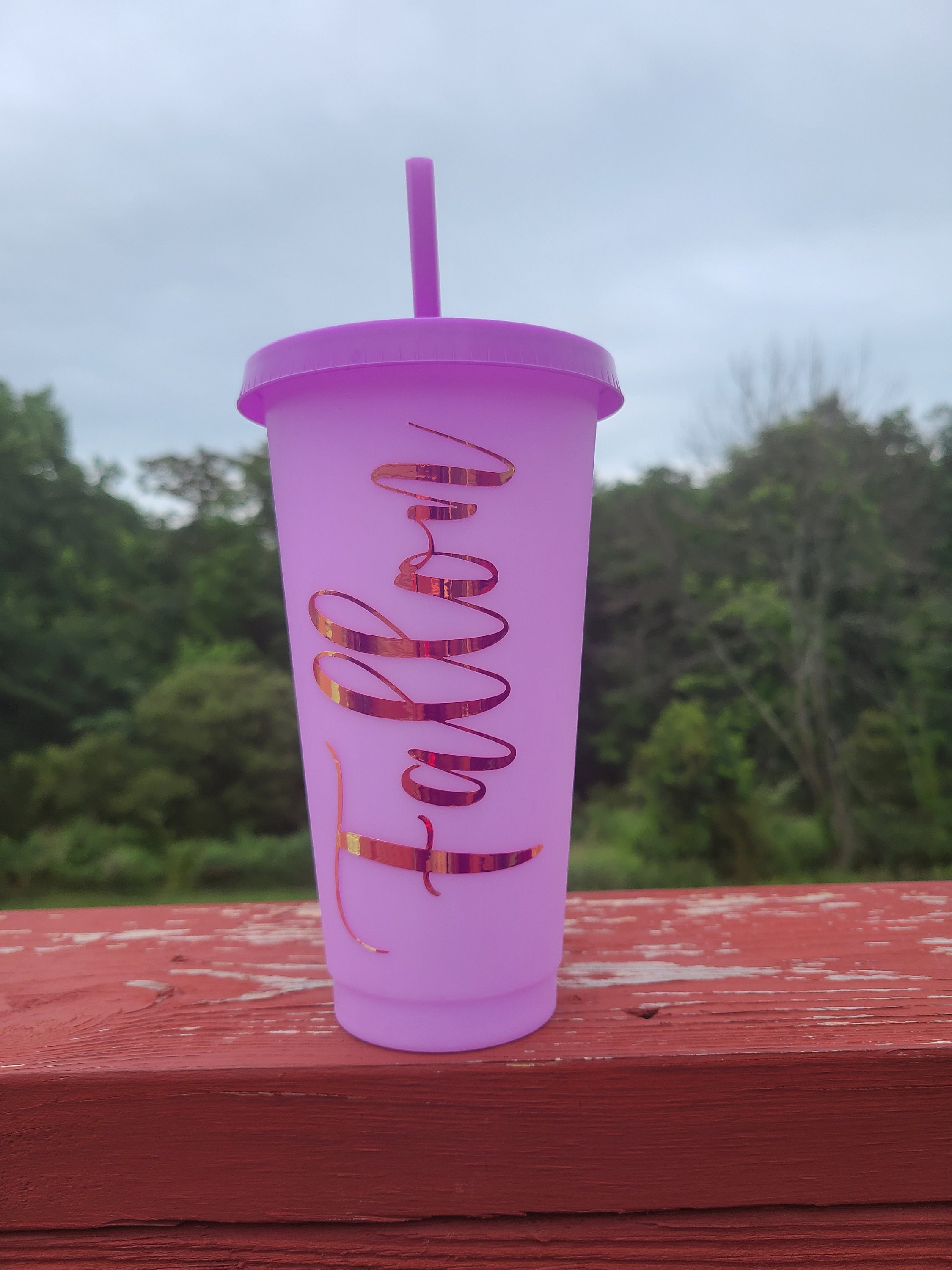 personalised travel cup with straw