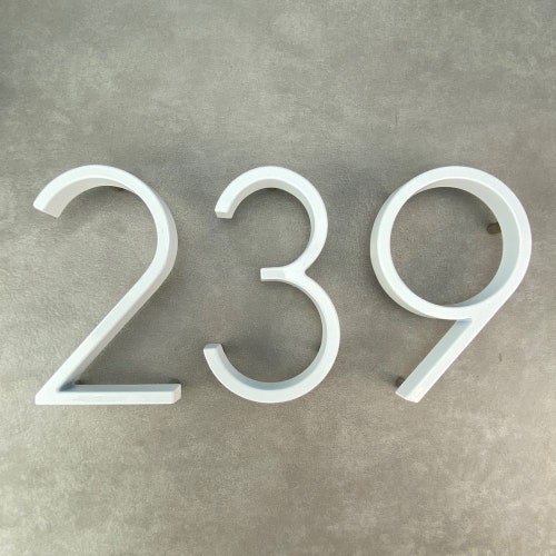 5 Inch Modern Metal Floating House Numbers White Etsy