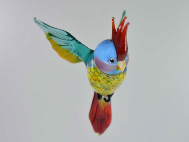 Cockatoo, Cockatoo, Parrot, Parrot, Glass Figure, Handmade, Glass Animals, Murano Glass, Hanging, For hanging image 6