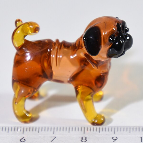 Mops, Hund, Pug, Dog, Glasfigur, Handarbeit, Glastiere, Muranoglas