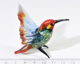 Kolibrie, kolibrie, glazen figuur, handgemaakt, glazen dieren, Muranoglas