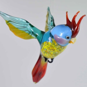 Cockatoo, Cockatoo, Parrot, Parrot, Glass Figure, Handmade, Glass Animals, Murano Glass, Hanging, For hanging image 7