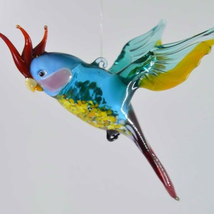 Cockatoo, Cockatoo, Parrot, Parrot, Glass Figure, Handmade, Glass Animals, Murano Glass, Hanging, For hanging image 1
