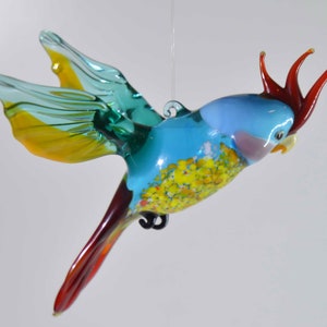 Cockatoo, Cockatoo, Parrot, Parrot, Glass Figure, Handmade, Glass Animals, Murano Glass, Hanging, For hanging image 2