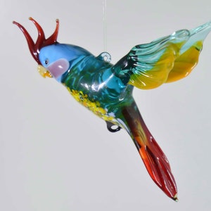 Cockatoo, Cockatoo, Parrot, Parrot, Glass Figure, Handmade, Glass Animals, Murano Glass, Hanging, For hanging image 4