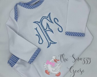 Monogrammed Baby Boy Newborn Gown Going Home Outfit