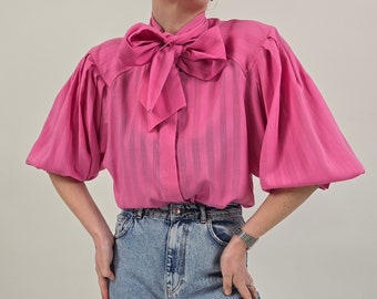 vintage 80s pink blouse size M 80er Jahre Retro Bluse pink Größe 40