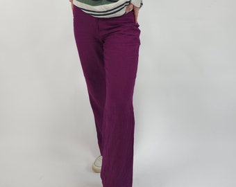 pantalon en lin violet vintage des années 90 taille S pantalon en lin rétro des années 90 taille violet 36