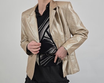 vintage 80s shiny golden blazer size L 80er Jahre Retro Blazer gold glänzend Größe 44