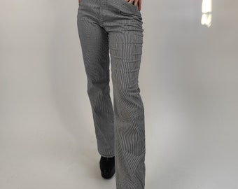 vintage 90s gray stripes elastic pants size M 90s retro pants gray striped stretch size 40