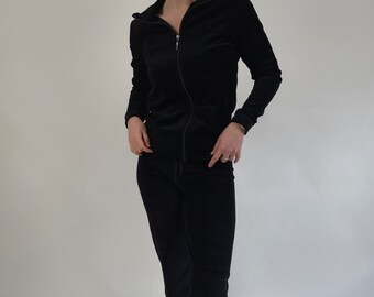 vintage 90s y2k black cozy suit size S 90er Jahre Retro Jogginganzug schwarz Nikki Größe 36/38