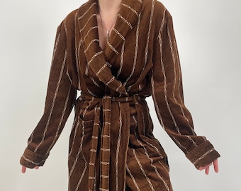 vintage 80s brown robe size L 80er Jahre Retro Bademantel Frottee braun Größe 58