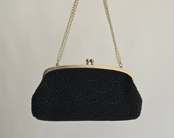 bolso pequeño vintage 80s negro dorado bolso retro 80s oro negro