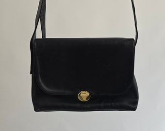 vintage 80s negro pequeño bolso de cuero 80s retro bolso de cuero negro pequeño