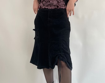 vintage 90s black cord skirt Marco Polo size L 90s retro skirt black cord size 42