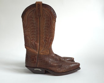 vintage 80s brown leather western boots size UK4 US5,5 80er Jahre Retro Lederstiefel Größe 37,5