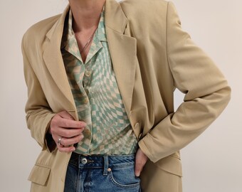 vintage 80s beige blazer size M 80s retro blazer beige size 42