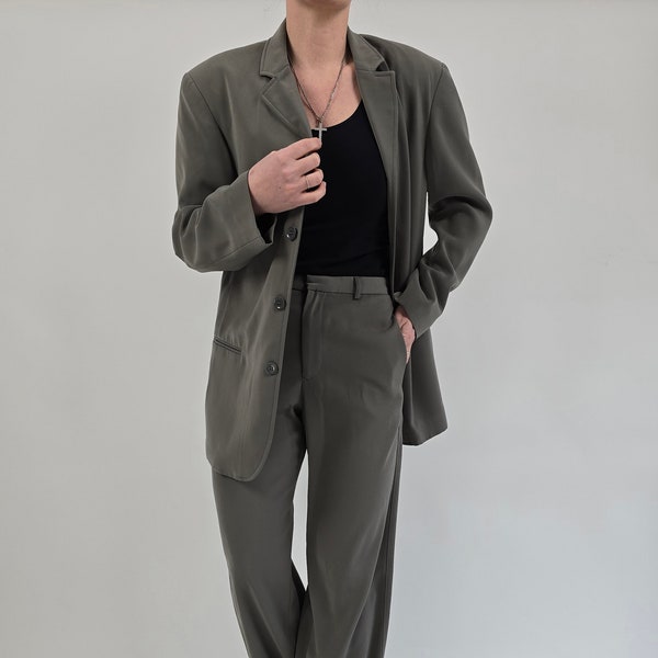 vintage 90s grey Armani woman suit size S 90er Jahre Retro Hosenanzug Damen grau