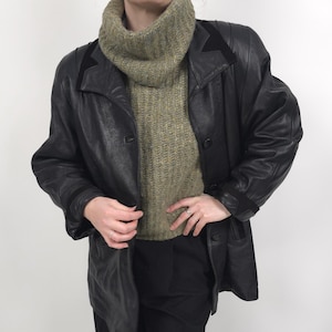 veste en cuir noir vintage des années 80 taille M veste en cuir rétro des années 80 noire