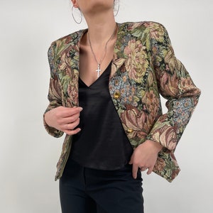 vintage 80s romantic floral tapisserie blazer size M 80er Jahre Retro Blazer Gobelin Blumen