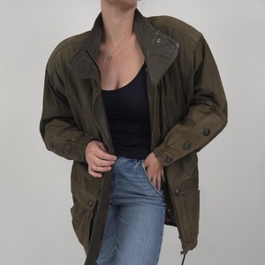 veste en cuir verte vintage des années 80 taille L veste en cuir rétro des années 80 verte unisexe taille 40