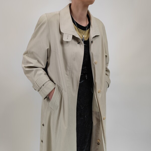 trench-coat beige vintage des années 80 taille M-L manteau rétro des années 80 beige