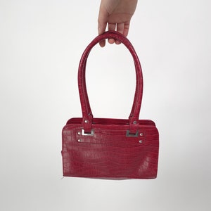 vintage y2k 90s red small bag purse 90er Jahre Retro Handtasche klein rot Kunstleder