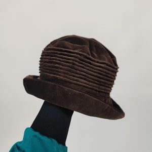 vintage 90s y2k brown velvet bucket hat 90s retro old school fishing hat  velvet brown