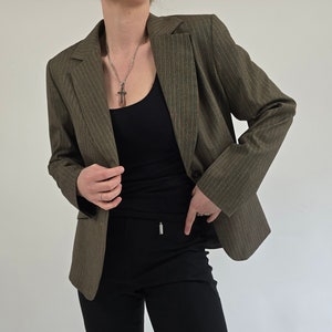 vintage 90s brown Mexx pinstripes blazer size L 90er Jahre Retro Blazer braun Nadelstreifen Größe 44