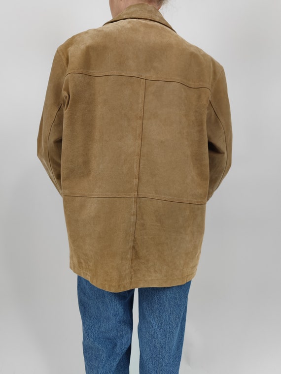 vintage 90s beige leather jacket size XL 90er Jah… - image 5