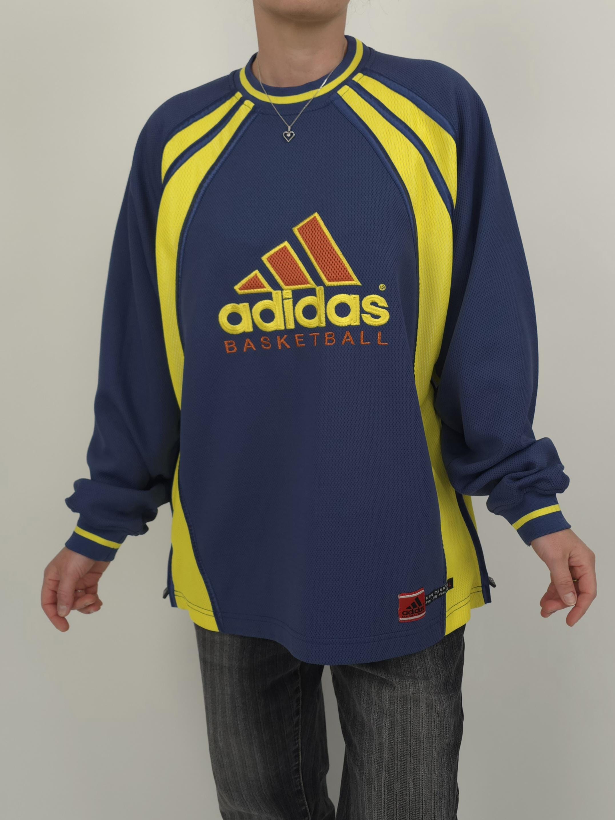 90s adidas アディダス basketball バスケ ゲーム シャツ Vintage ADIDAS 90s Basketball Shirt Grey Yellow Size L 90s