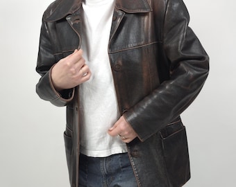 Cyclist Vintage Leather Jacket Coat 1940s German 40s Ruhr Zipper
