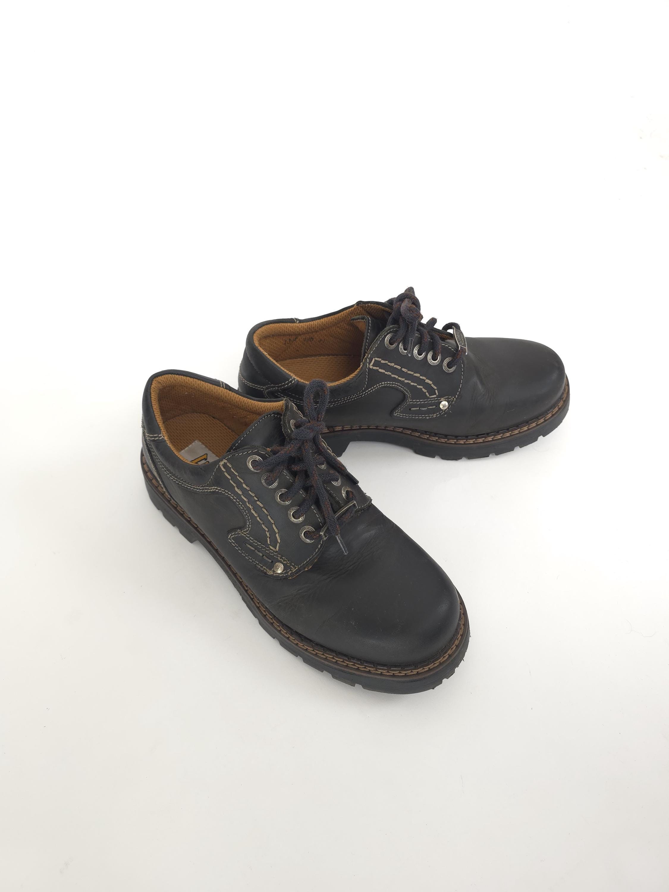 Vintage 80s LANDROVER Dark Brown Leather Shoes Size 41 80s Retro