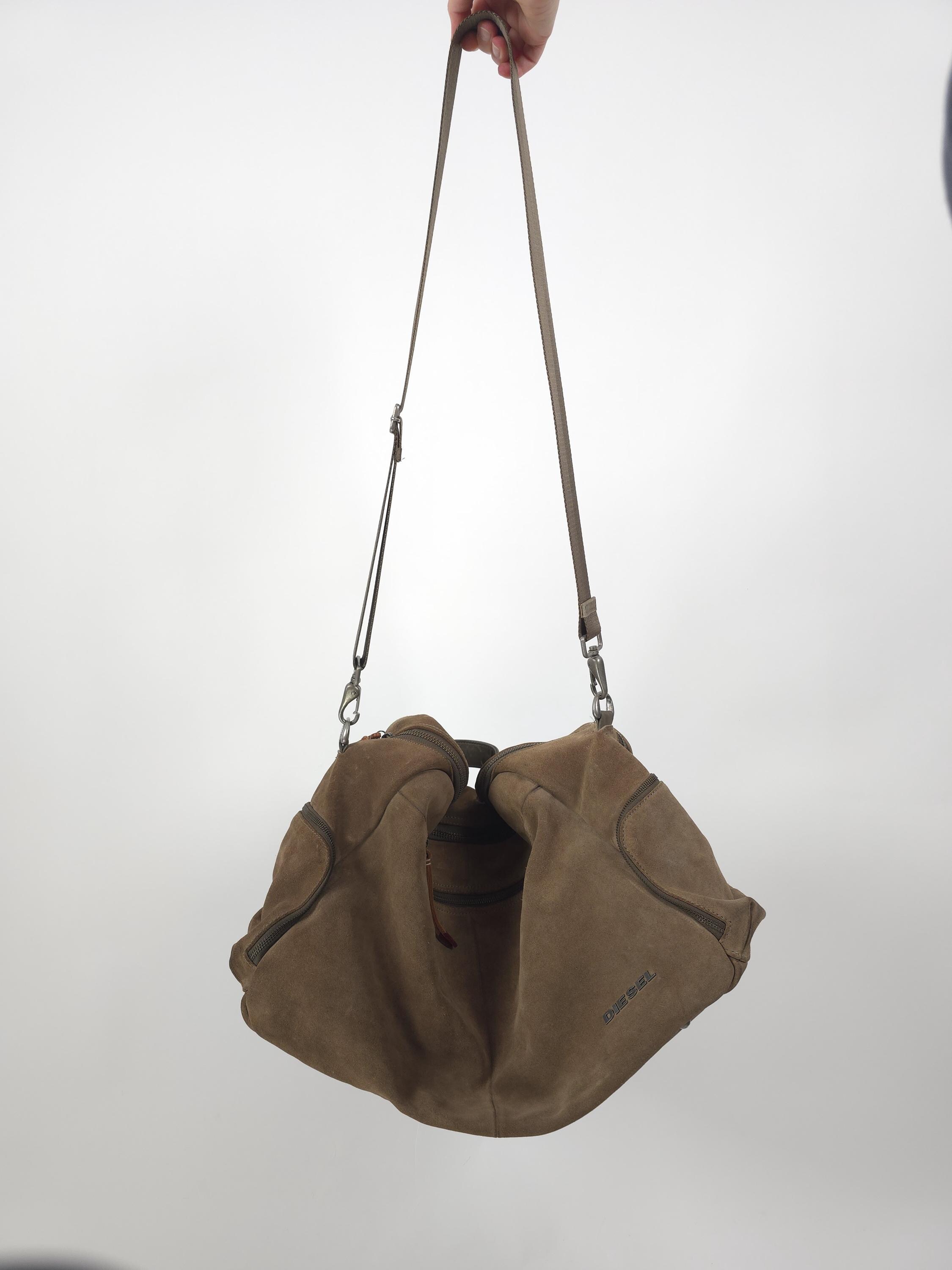 Vintage 90s Diesel Brown Leather Bag Big 90s Retro Leather Bag 