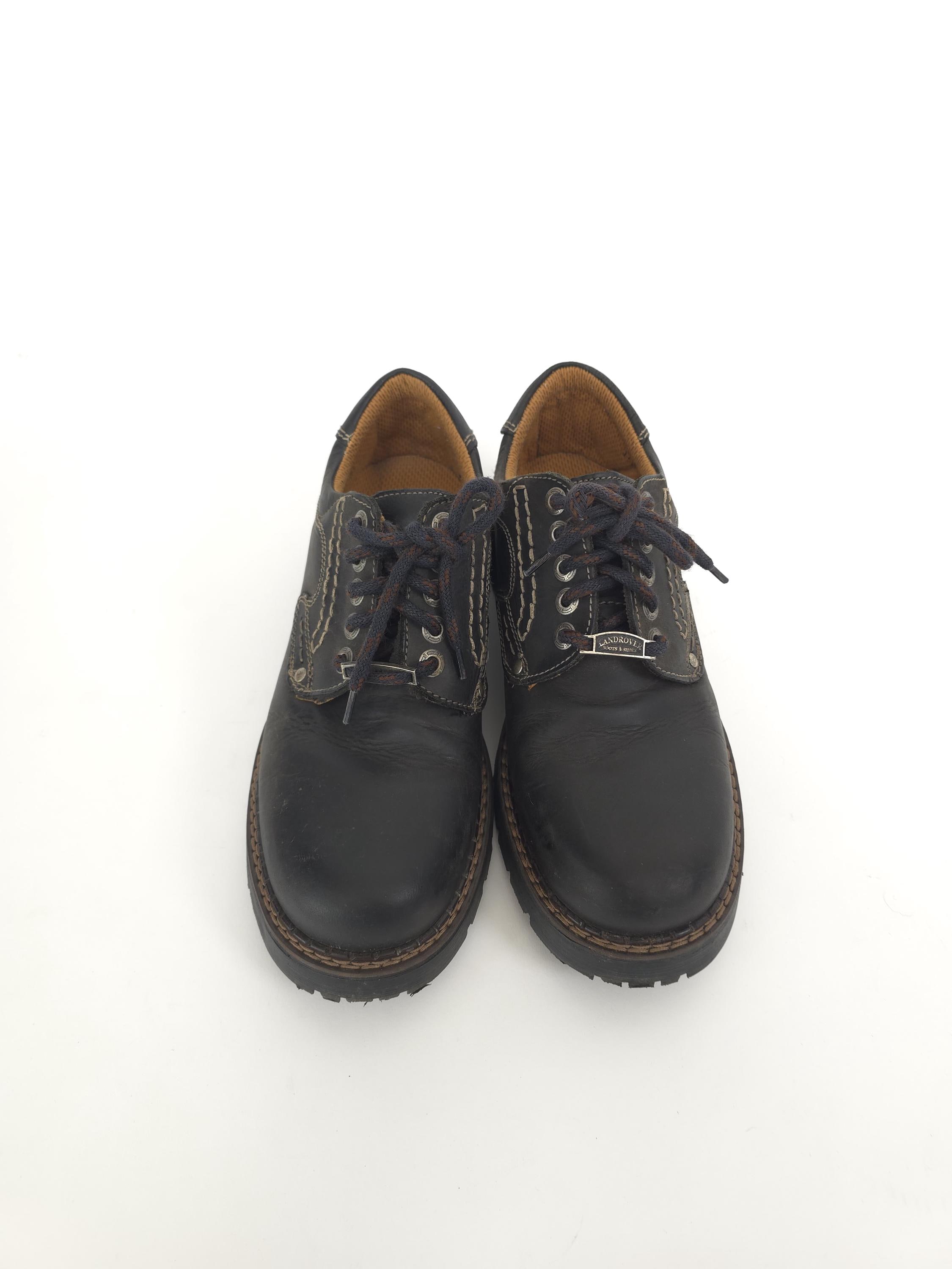 Vintage 80s LANDROVER Dark Brown Leather Shoes Size 41 80s Retro