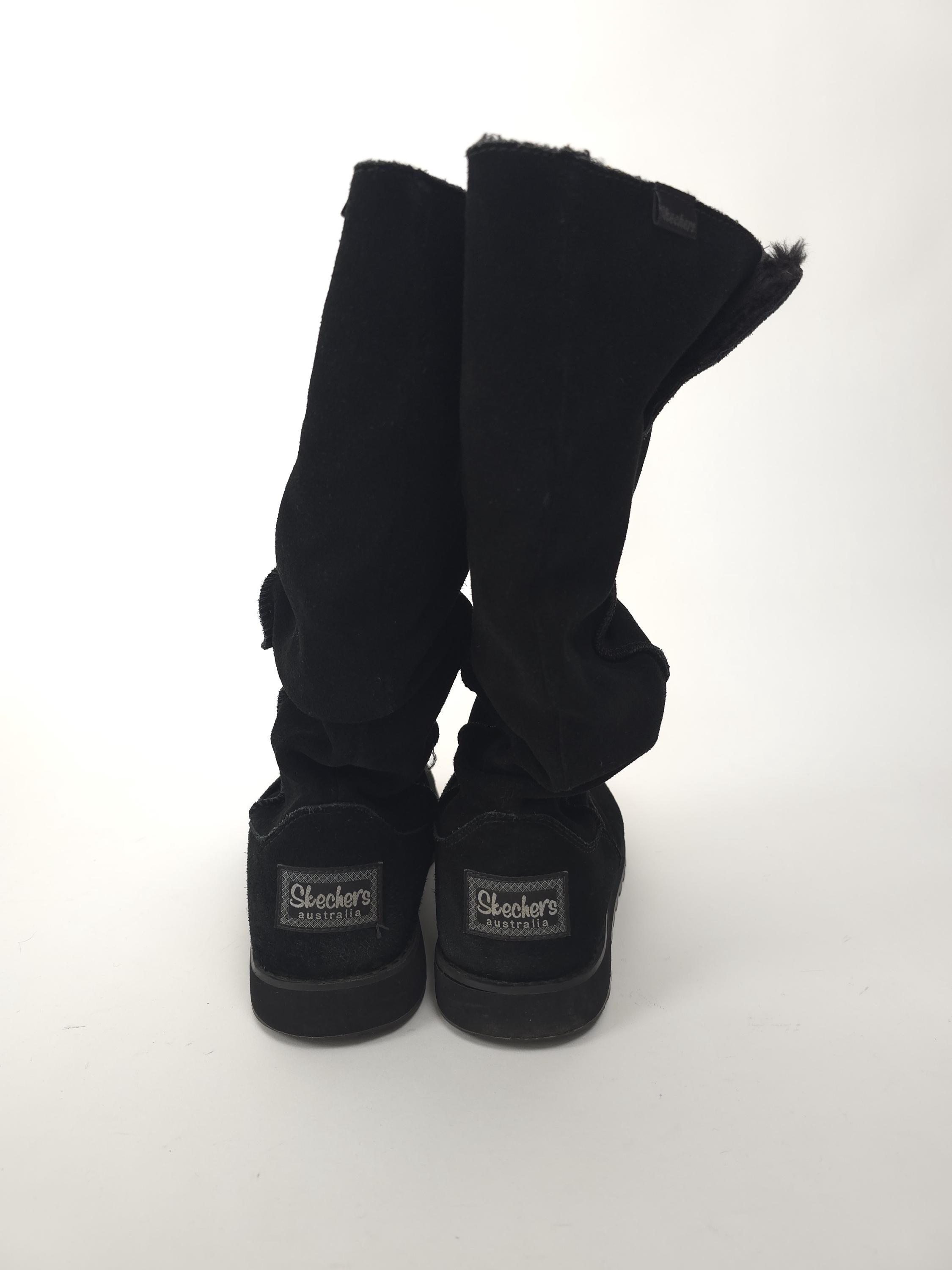 Vintage Y2k 90s Black Skechers Australia Leather Fake Fur Boots Size US10 UK7 90s Retro Boots Leather Black Faux Fur Size 40 Etsy