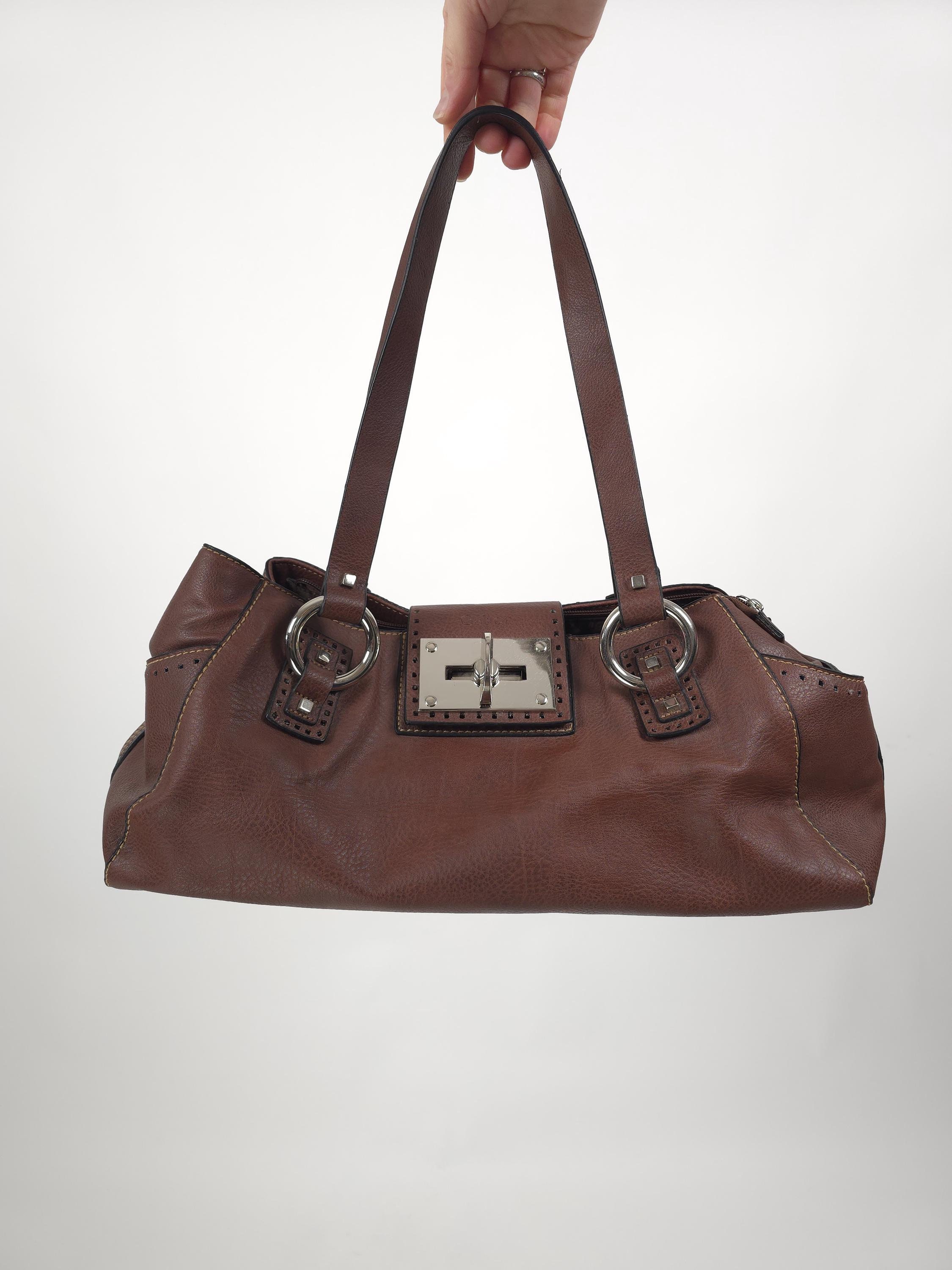 Vintage 90s Brown Baguette Leather Buckle Bag 90s Retro