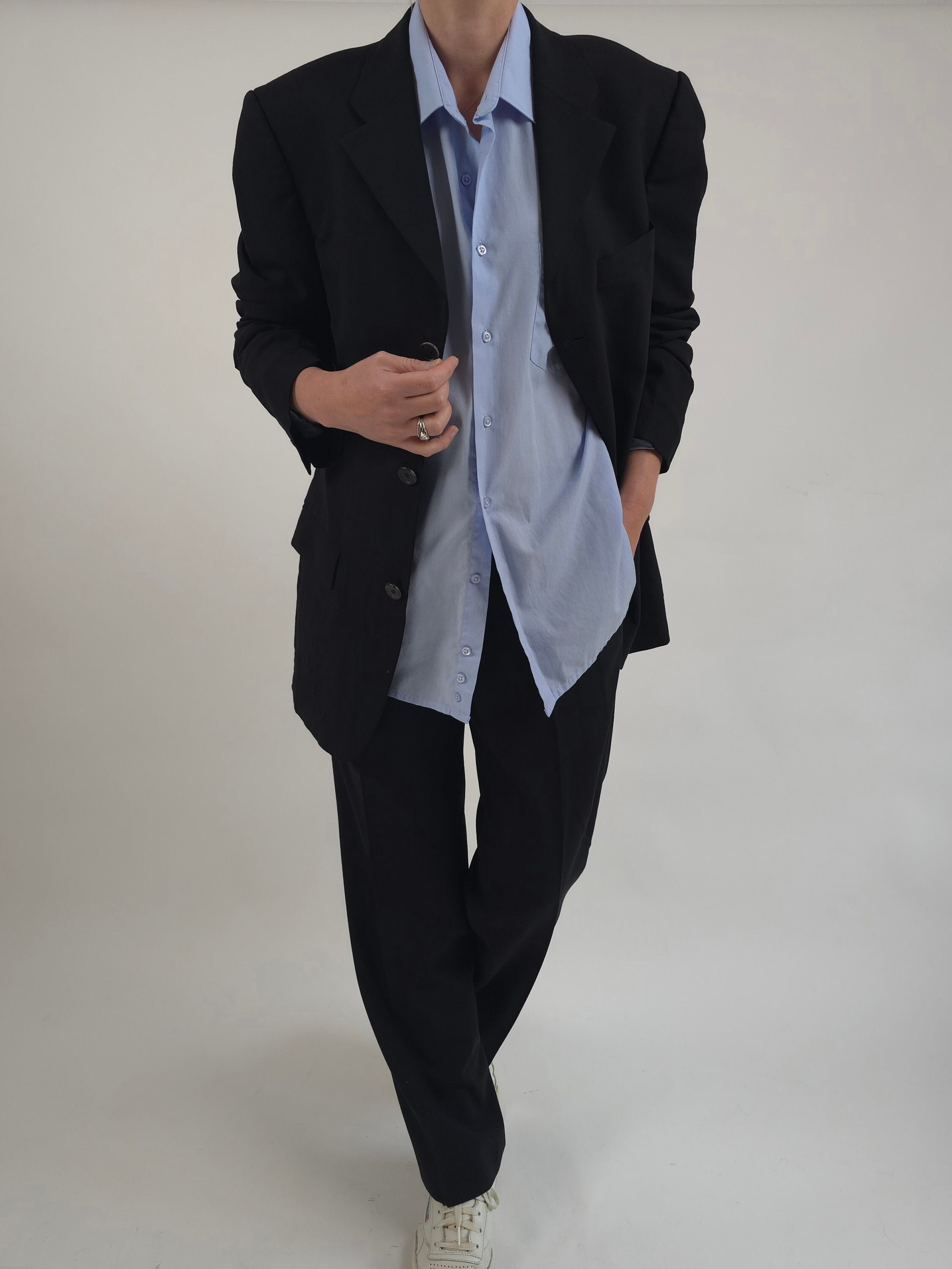 Vintage 90s Black Hugo Boss Suit Size M 90s Retro Men's Suit Black