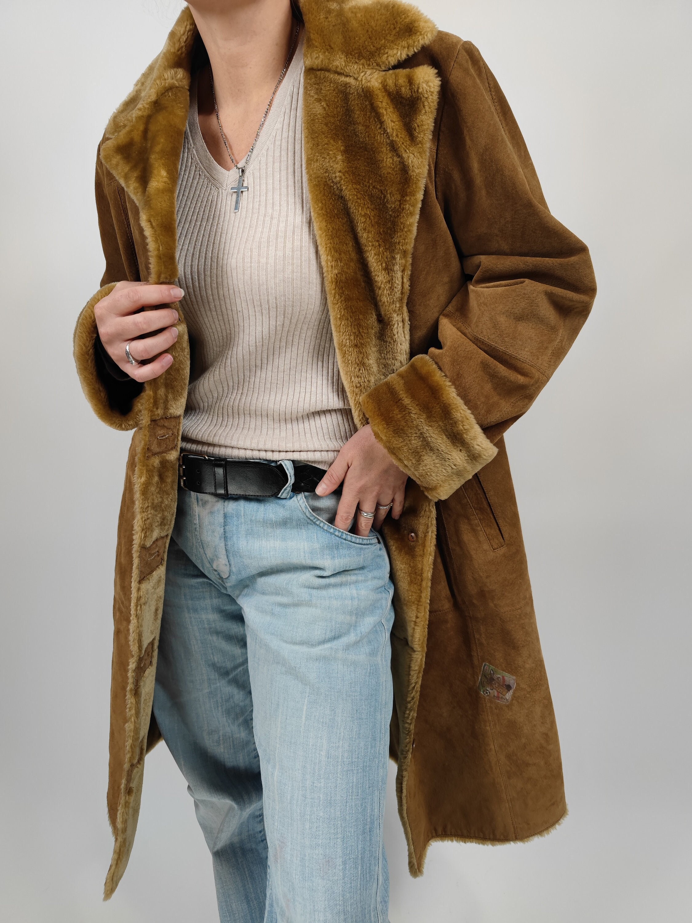 Leather and store fur jacket