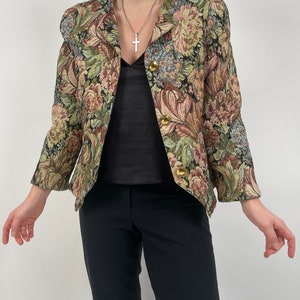 vintage 80s romantic floral tapisserie blazer size M 80er Jahre Retro Blazer Gobelin Blumen Bild 4