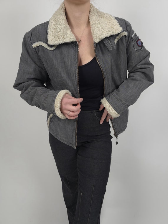 Vintage Y2k 90s Grey Diesel Fur Jeans Jacket Size L 90s Vintage Y2k 90s Grey Diesel Fur Jeans Jacket Size L 90s