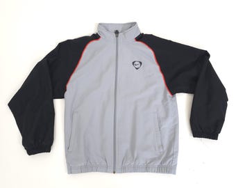 vintage 90s NIKE sports jacket grey black size XS 90s retro sports jacket grey black kids training size 152-158