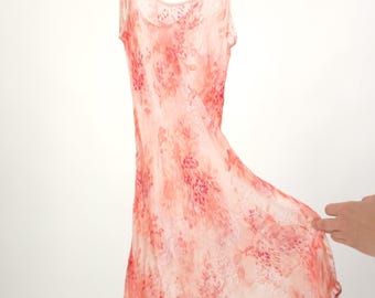vintage y2k 90s rose silk floral transparent top M 90s 2000s top silk transparent pink floral pattern