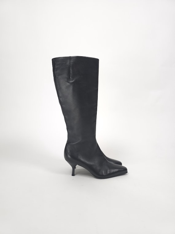 Vintage Y2k 90s Black Leather Boots Size UK3 90s Retro Vintage Y2k 90s Black Leather Boots Size UK3 90s Retro