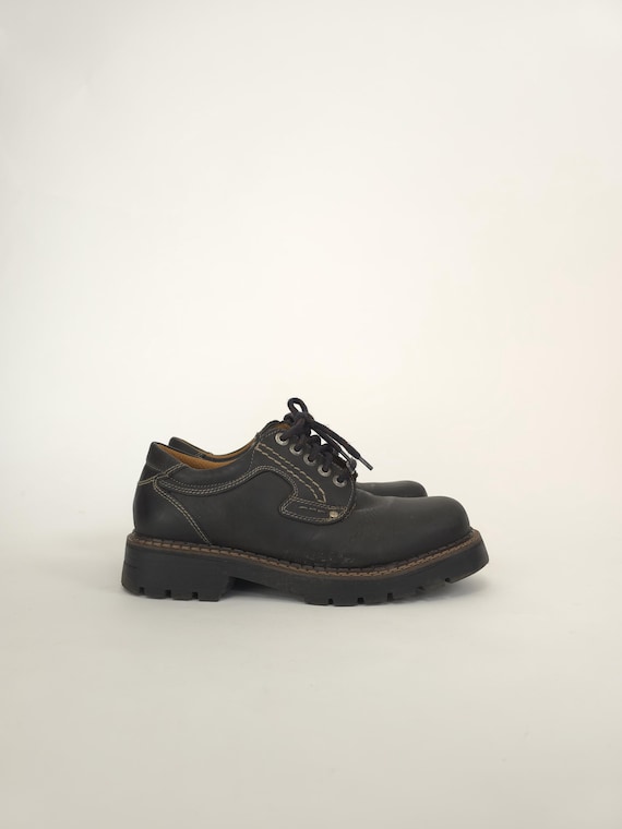 Vintage 80s LANDROVER Dark Brown Leather Shoes Size 41 80s Retro