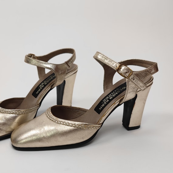vintage 80s golden vintage heels size 4,5 80s ret… - image 3