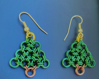 Christmas Tree Chainmail Earrings